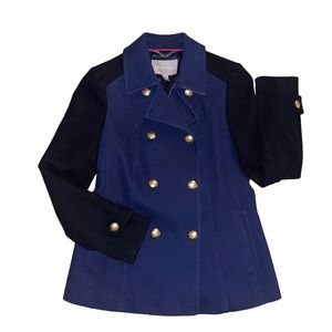 Banana Republic XS Women's Naval Double Breasted Navy And Black Pea Coat